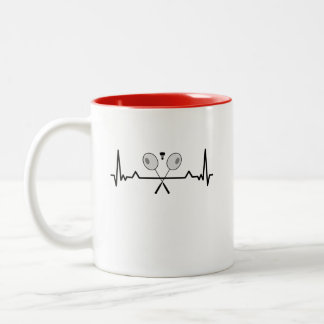 Taza Bicolor Badminton Heartbeat Gift Mom