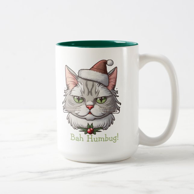 Taza Bicolor Bah Humbug Navidades Cat (Derecha)