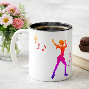Taza Bicolor Bailar chica con notas musicales - Guay K-Pop