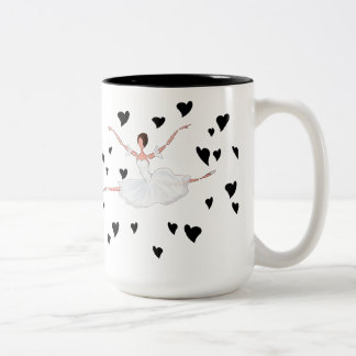 Taza Bicolor Baile de salto de la bailarina entre los corazones