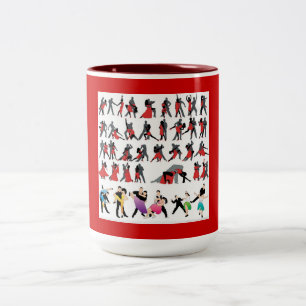 TAZA BICOLOR BAILE ROJO NEGRO COLORIDO BAILE DIGITAL