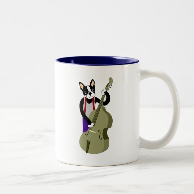 Taza Bicolor Bajista vertical de Boston Terrier (Derecha)