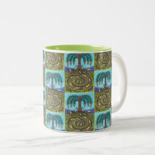TAZA BICOLOR BAJO EL AGUJERO DEL RABBIT, CARROT WILLOW TREE FOL