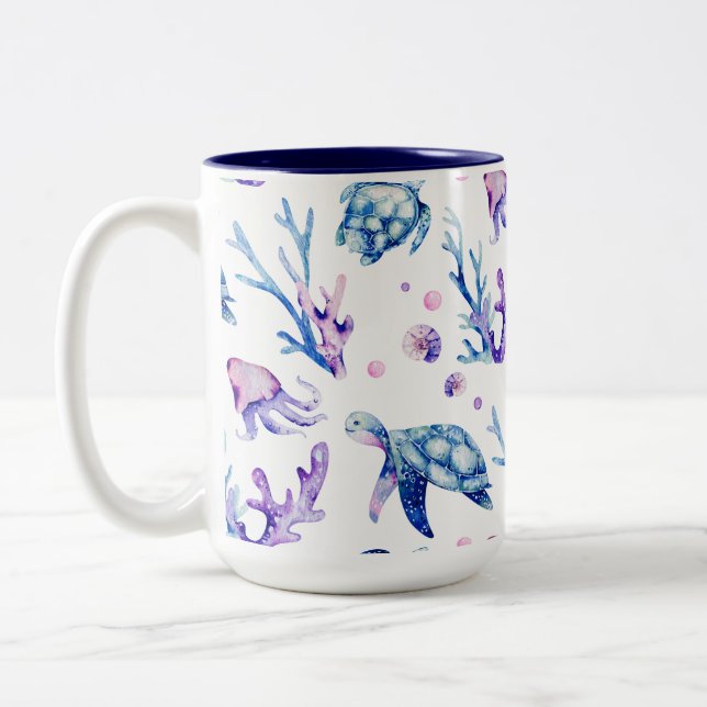 Taza Bicolor Bajo el mar criaturas sin costura (Izquierda)