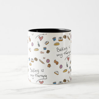 Taza Bicolor Baking Is My Therapy, Illustration Mug