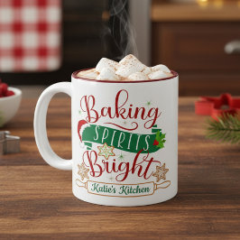 Taza Bicolor Baking Spirits Navidades Personalizados brillantes