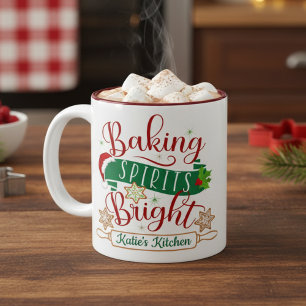 Taza Bicolor Baking Spirits Navidades Personalizados brillantes