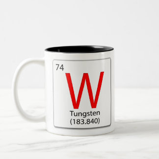 Taza Bicolor Baldosa de elemento químico W Tungsten
