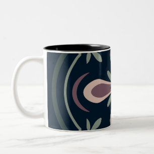 Taza Bicolor baldosas geométricas florales de color terroso