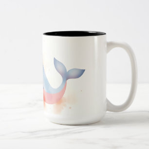 Taza Bicolor Ballena acuarela con burbujas