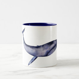 Taza Bicolor Ballena azul acuarela