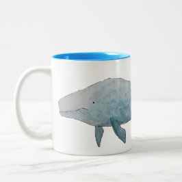 Taza Bicolor Ballena azul acuática artística