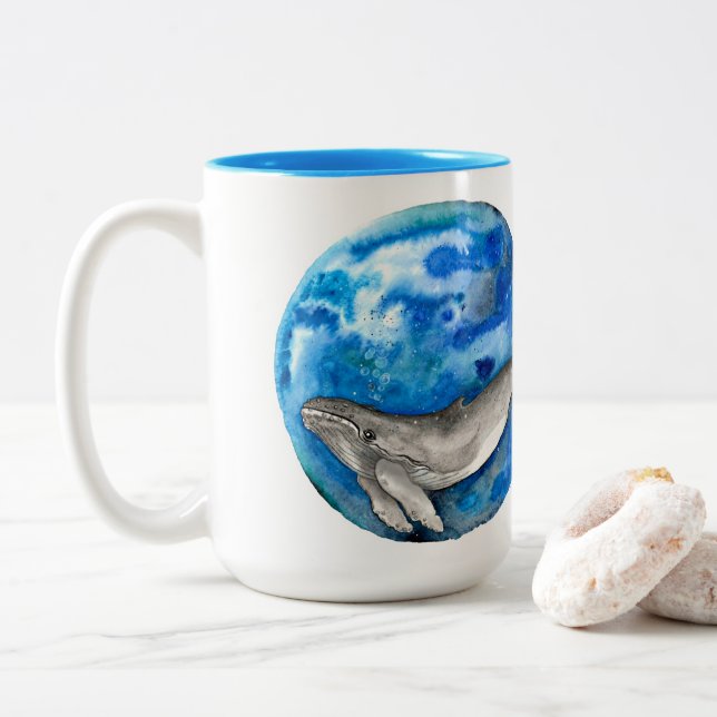 Taza Bicolor Ballena de la Tierra Azul (Con donut)
