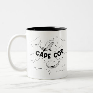 Taza Bicolor Ballenas de Cape Cod Massachusetts