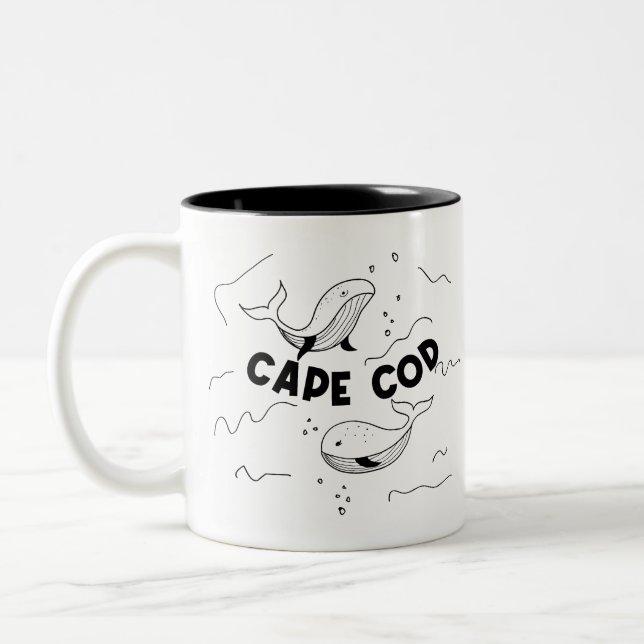 Taza Bicolor Ballenas de Cape Cod Massachusetts (Izquierda)