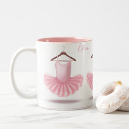 Taza Bicolor Ballerina Tutu Pink Girly Ballet Nombre