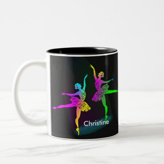 Taza Bicolor Ballerinas arcoiris bailando personalizadas (Izquierda)