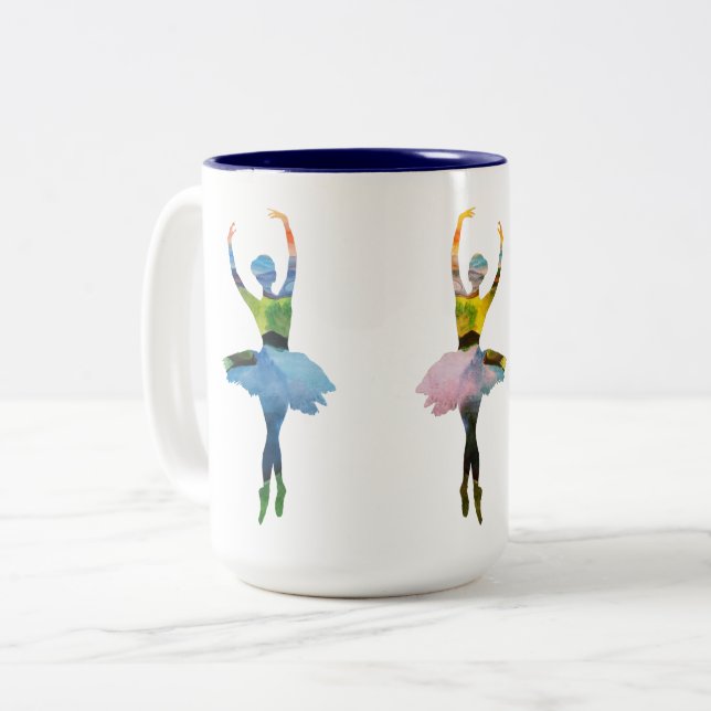 Taza Bicolor Ballet Bailarines Ballerina Watercolor Art  (Anverso izquierdo)