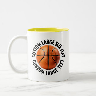 Taza Bicolor Balón de Baloncesto & Texto Grande AMARILLO 11oz P