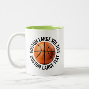 Taza Bicolor Balón de Baloncesto, Texto Grande LIMA VERDE 11oz