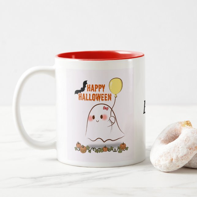 Taza Bicolor Balón de contención de fantasma de Halloween (Subido por el creador)