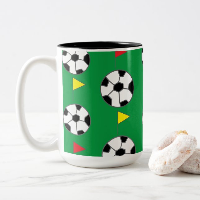 Taza Bicolor Balón de fútbol (Con donut)