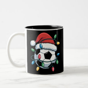 Taza Bicolor Balón de fútbol de Santa Deportes Navidad Jugador 