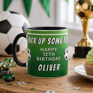 Taza Bicolor Balón de Fútbol Deportes Cumpleaños Infantil