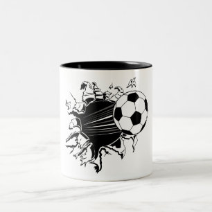 Taza Bicolor Balón de fútbol que revienta hacia fuera
