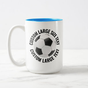 Taza Bicolor Balón de Fútbol & Texto Grande AZUL CLARO 15oz Per