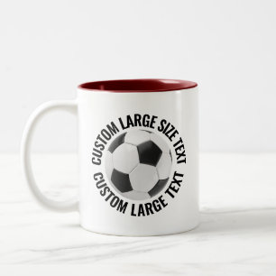 Taza Bicolor Balón de Fútbol & Texto Grande GRANATE 11oz Person