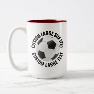 Taza Bicolor Balón de Fútbol & Texto Grande GRANATE 15oz Person