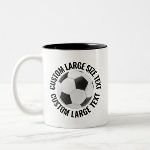 Taza Bicolor Balón de Fútbol & Texto Grande NEGRO 11oz Personal