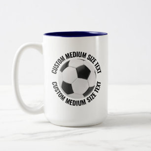 Taza Bicolor Balón de Fútbol & Texto Mediano AZUL MARINO 15oz P