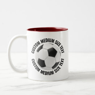 Taza Bicolor Balón de Fútbol & Texto Mediano GRANATE 325g Perso