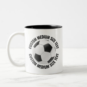 Taza Bicolor Balón de Fútbol & Texto Mediano NEGRO 11oz Persona