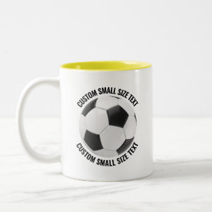 Taza Bicolor Balón de Fútbol & Texto Pequeño AMARILLO 11oz Pers