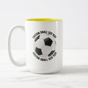 Taza Bicolor Balón de Fútbol & Texto Pequeño AMARILLO 15oz Pers