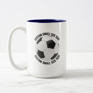 Taza Bicolor Balón de Fútbol & Texto Pequeño AZUL MARINO 15oz P
