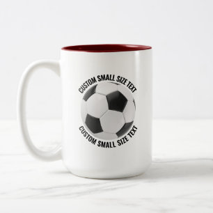 Taza Bicolor Balón de Fútbol & Texto Pequeño GRANATE 15oz Perso