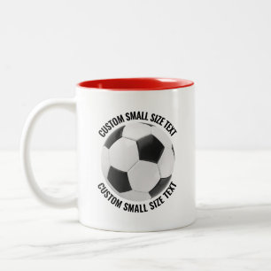 Taza Bicolor Balón de Fútbol & Texto Pequeño ROJO 11oz Personal