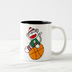 TAZA BICOLOR BALONCESTO DEL MONO DEL CALCETÍN