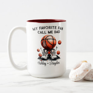 Taza Bicolor Baloncesto personalizado con niños de nombre de pa