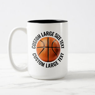 Taza Bicolor Baloncesto & Texto Grande NEGRO 425g Personalizado