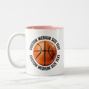 Taza Bicolor Baloncesto & Texto Mediano PINK 11oz Personalizado