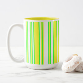 Taza Bicolor Banda múltiple vertical verde amarilla