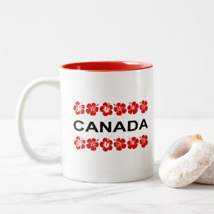 Taza Bicolor Bandas de Aloha de Flor Roja de Canadá de color cl