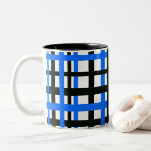 Taza Bicolor Bandas de entrelazado Azul blanco negro