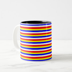 Taza Bicolor bandas de la bandera de Cabo Verde patrón símbolo