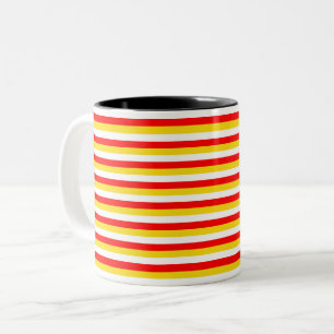 Taza Bicolor bandas de la bandera de Guernsey rojo amarillo bla